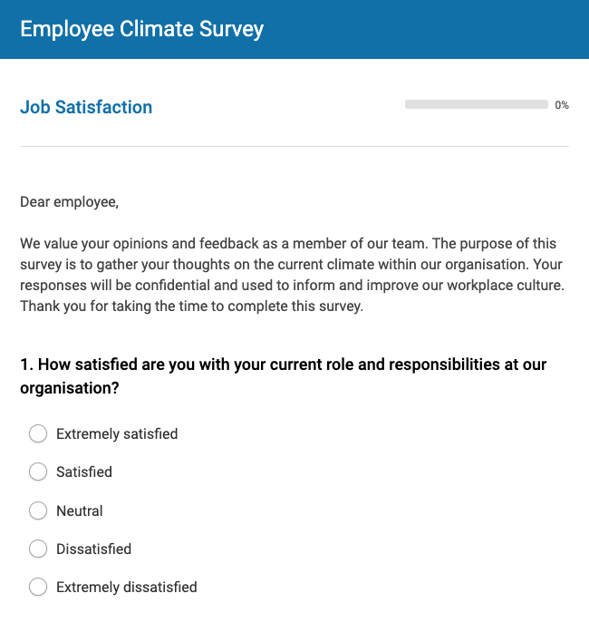 Employee climate survey template