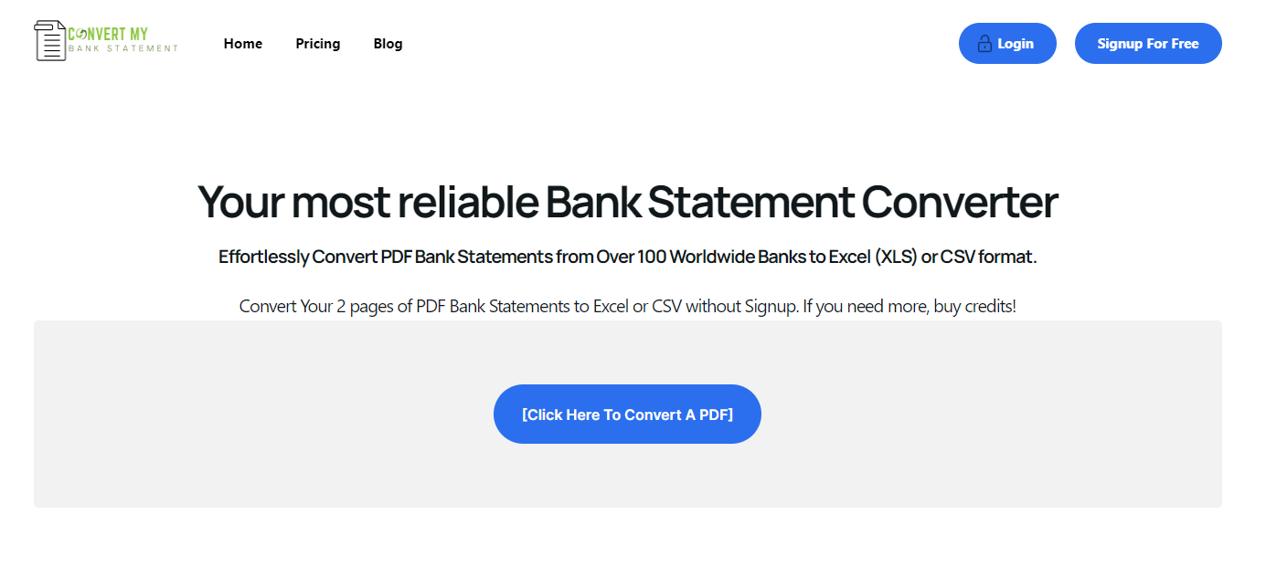 Convert My Bank Statement to convert pdf statements
