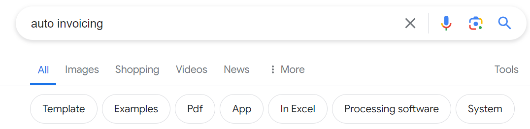 Search result features in Google