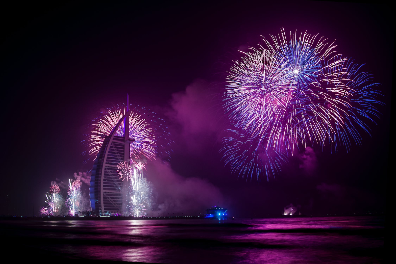New Year fireworks at Burj Al Arab, Dubai.