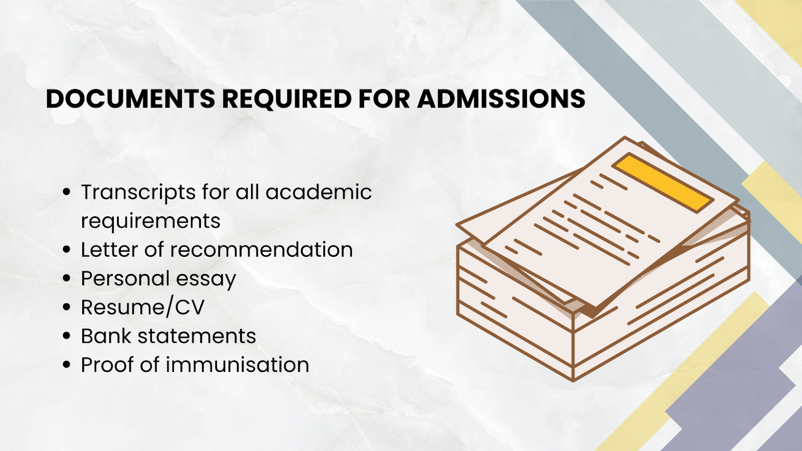 Documents required for Embry Riddle Aeronautical University admission.