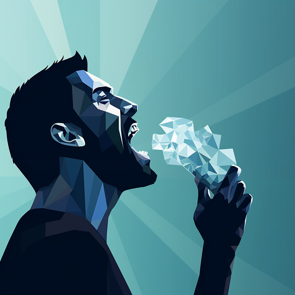 exaggerated vector image of someone about to eat glass
