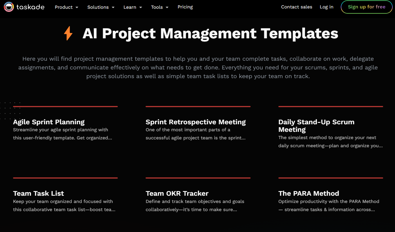 AI Project Management Templates with Taskade