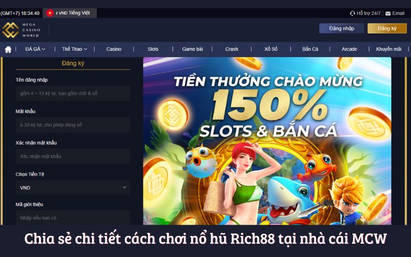 Chia sẻ chi tiết cách chơi nổ hũ Rich88 tại nhà cái MCW