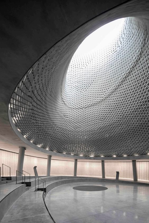 Interior of an atrium above staircase designed using parametric design principles