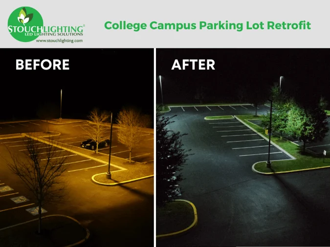 Before and After Parking Lot Lighting Retrofit | Stouch Lighting