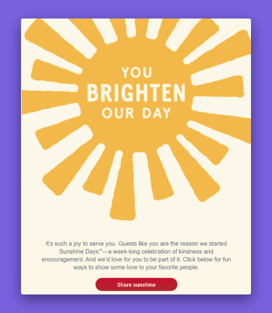 An example of Chick-Fil-A’s email blast
