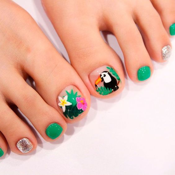 Tropical summer toe nail art ideas