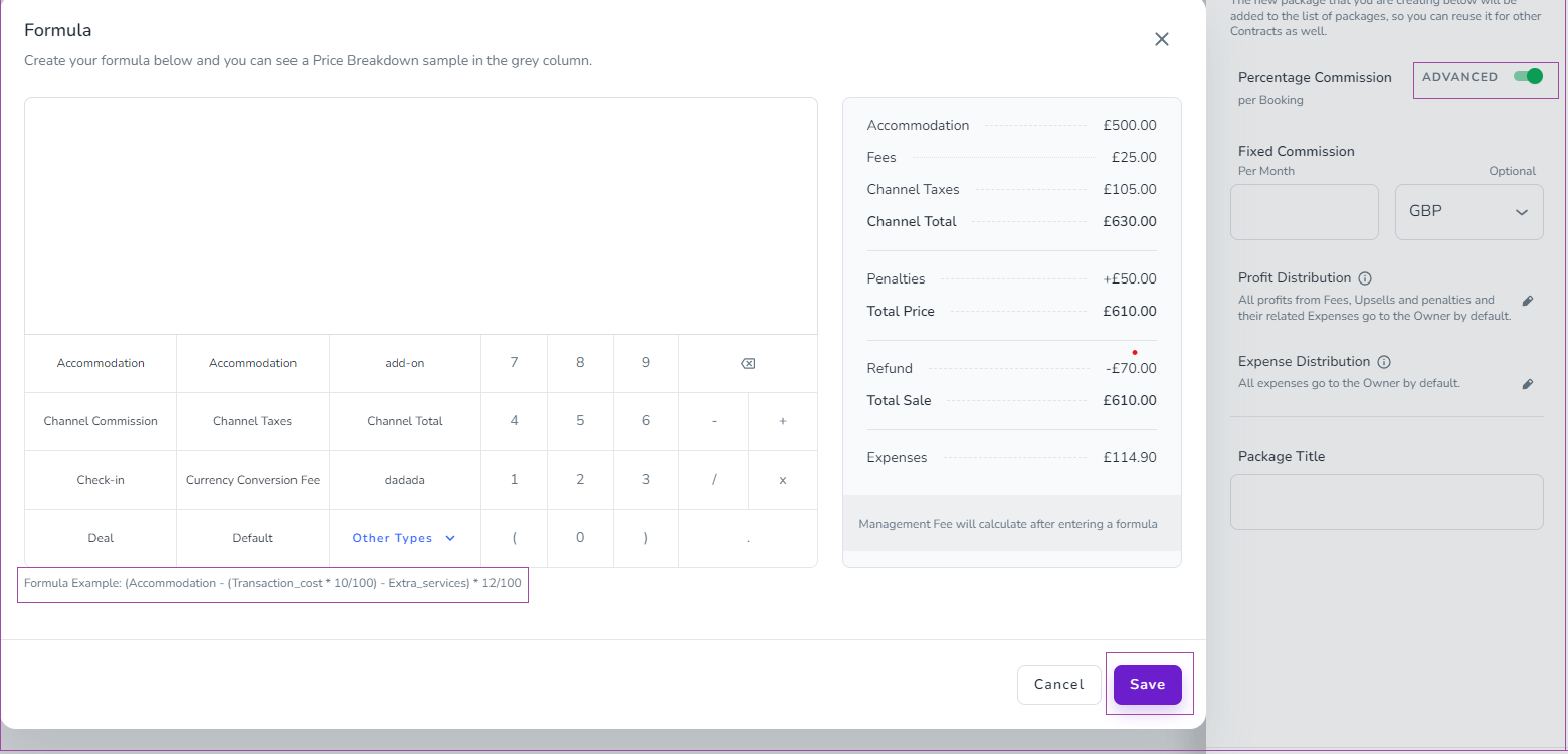 insert the Percentage Commission per Booking and/or Fixed Commission per Month - Zeevou