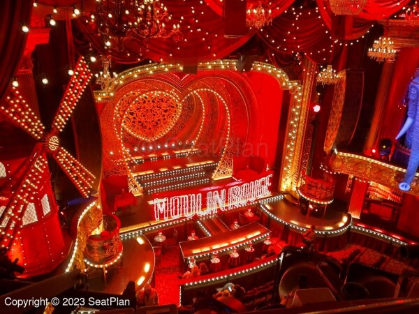 View from seat at Moulin Rouge at the Piccadilly Theatre in London from seat Grand Circle A29