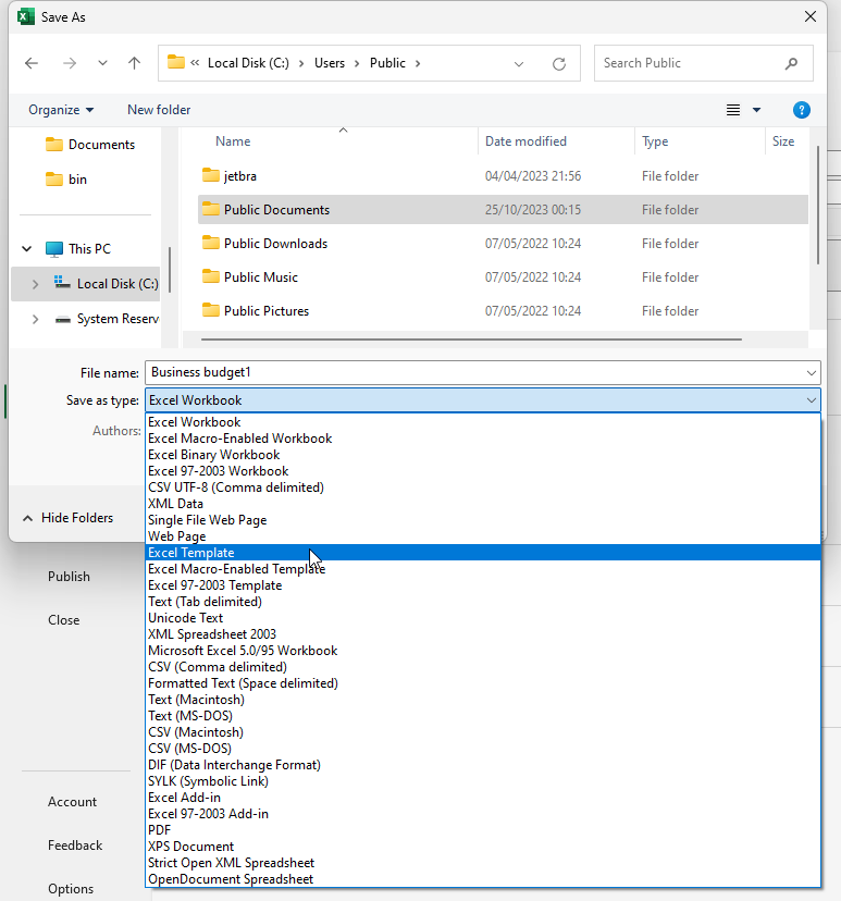 excel template
