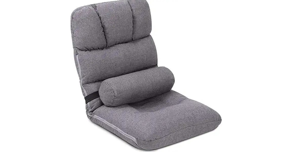Gray lazy meditation floor chair with a pillow