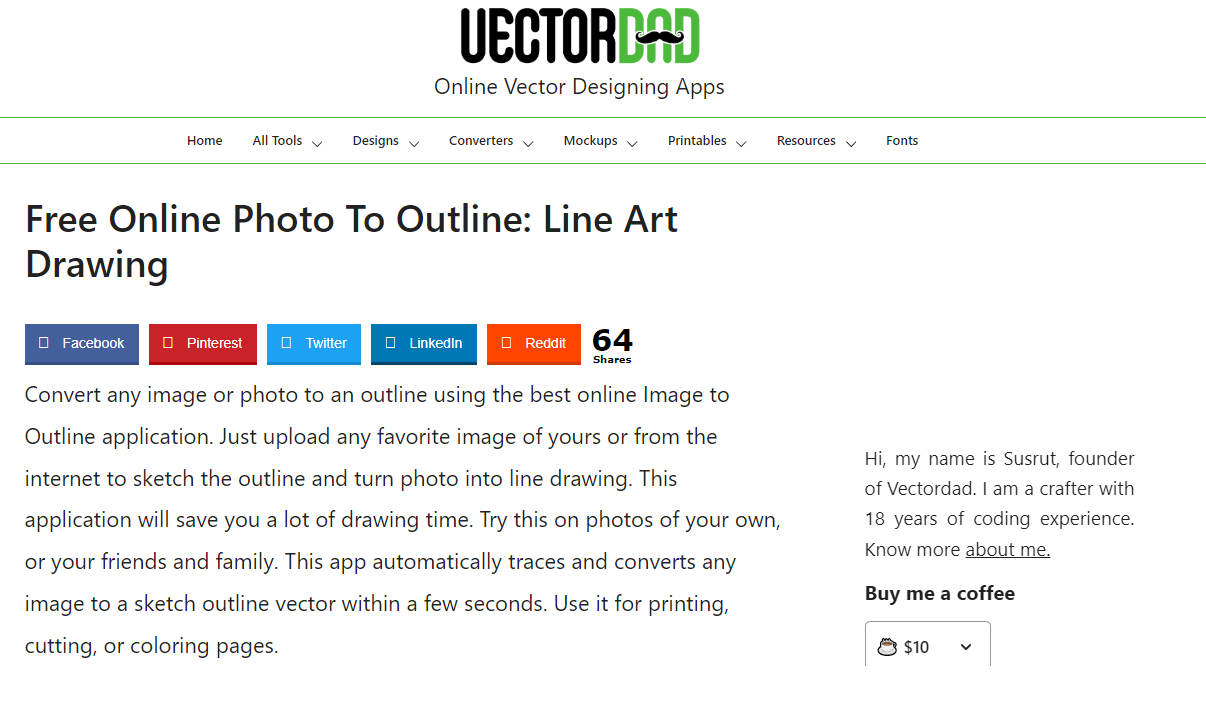 Vectordad Photo to Outline Generator