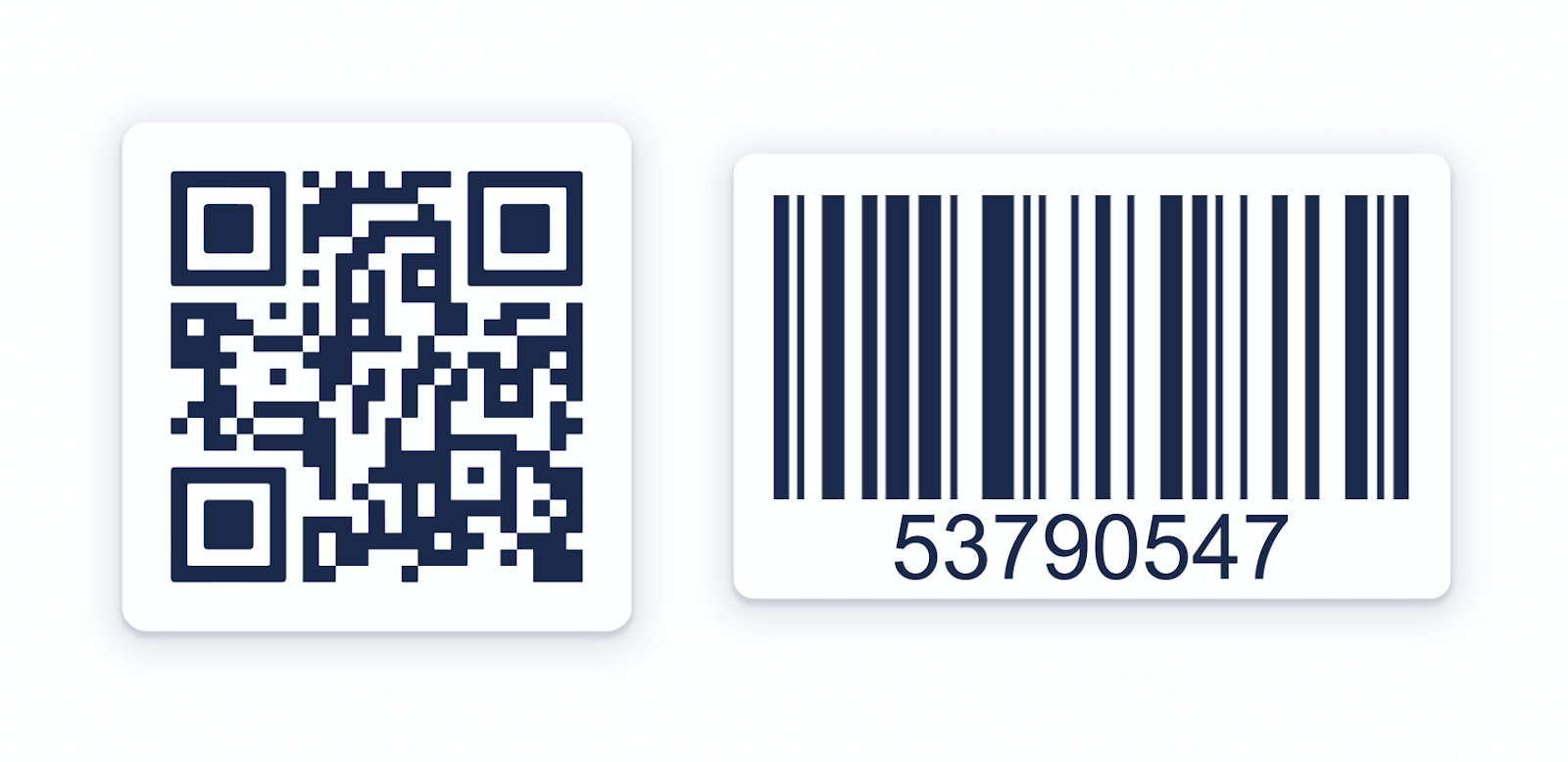 Example of a QR Code vs. a traditional barcode