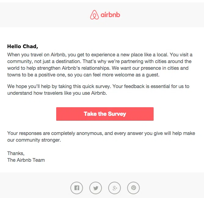 Interactive emails by Airbnb