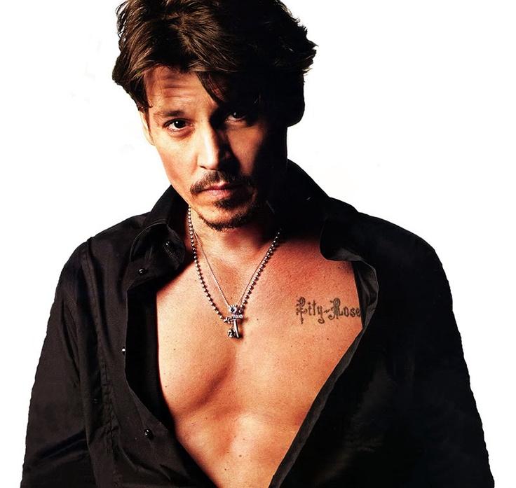 In a photo shoot for Rolling Stone magazine, Johnny Depp bares his chest to show his tattoo of his daughter's name, Lily… | Johnny depp, Johnny, Johnny depp tattoos