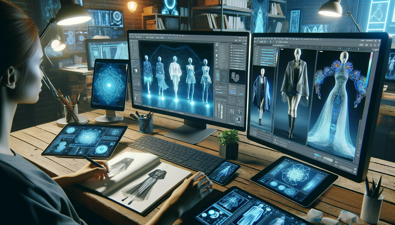 Digital Designer workspace with multiple screens