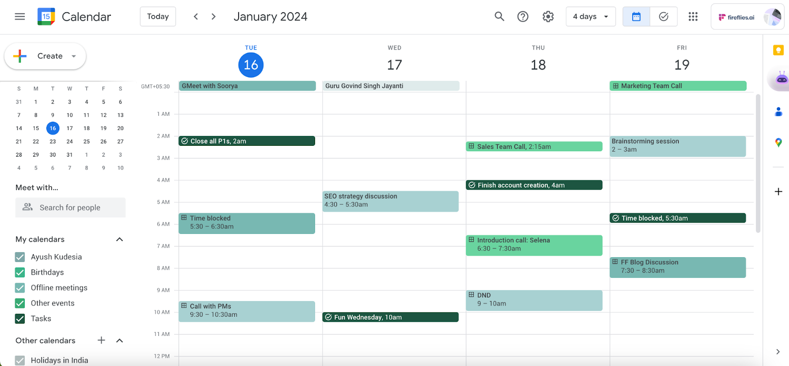 Google Calendar color scheme ideas - Monochrome Mint