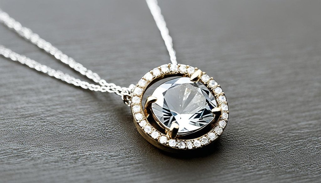 raw diamonds in pendant and necklace