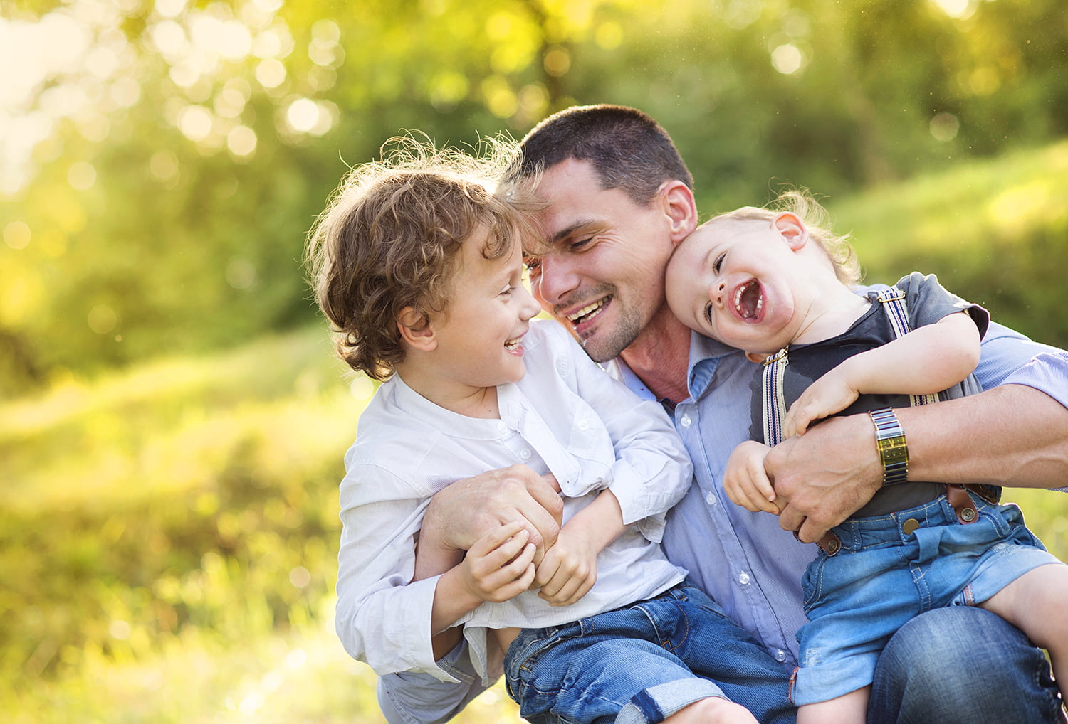 dad and children