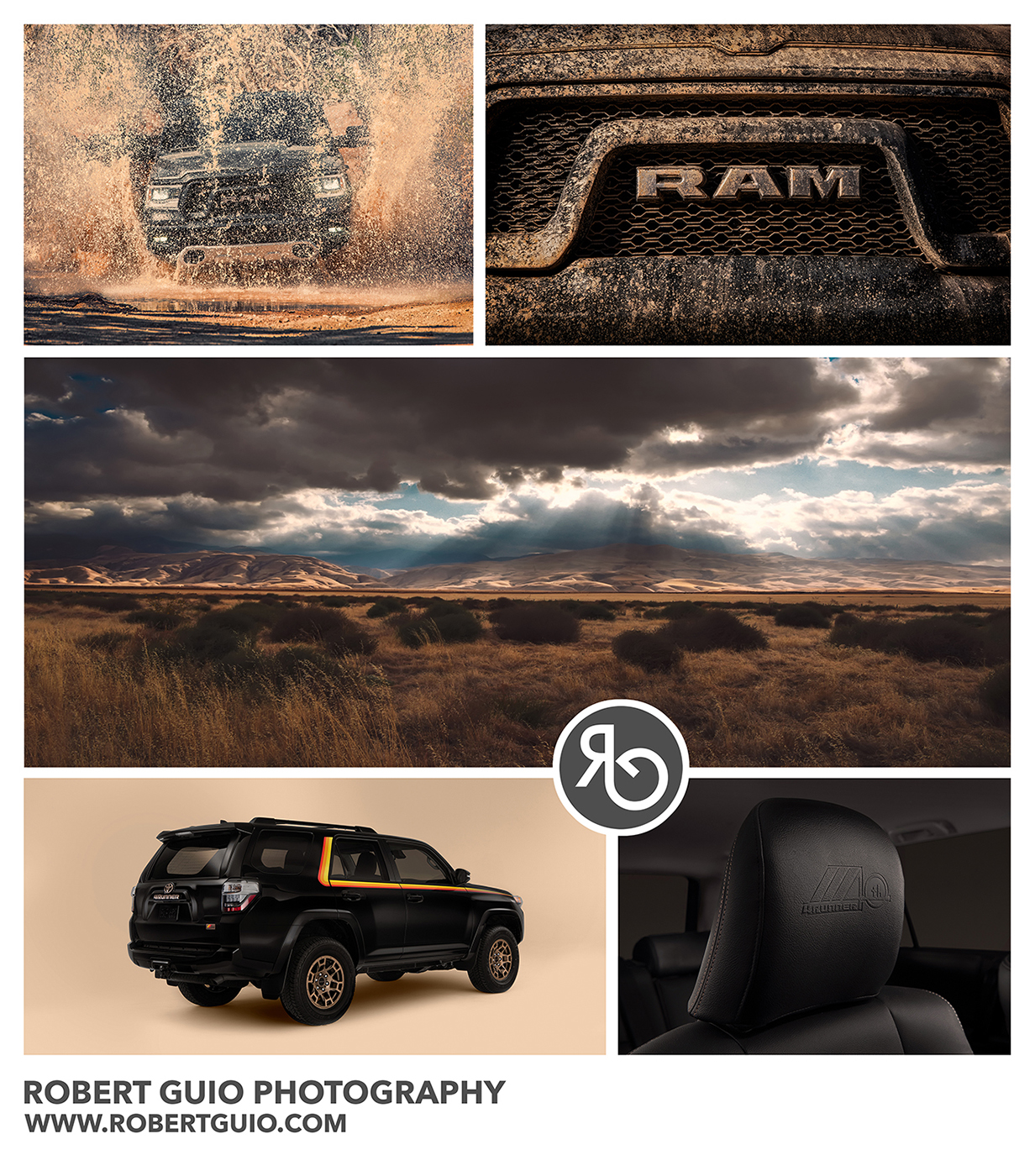 Automotive photography by Robert Guio, depicting cars in motion, car details, and landscapes. We used this digital promo as part of Robert's email campaign during the Client Introductions process.
