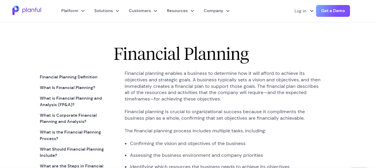 Planful's article: Financial Planning