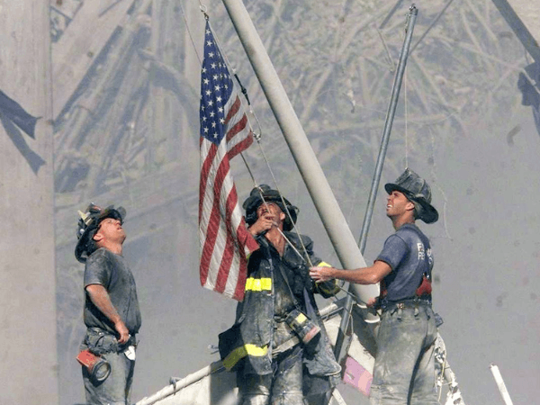 Flag raising at Ground Zero