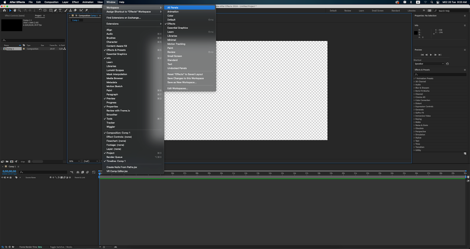 After Effects editing screen