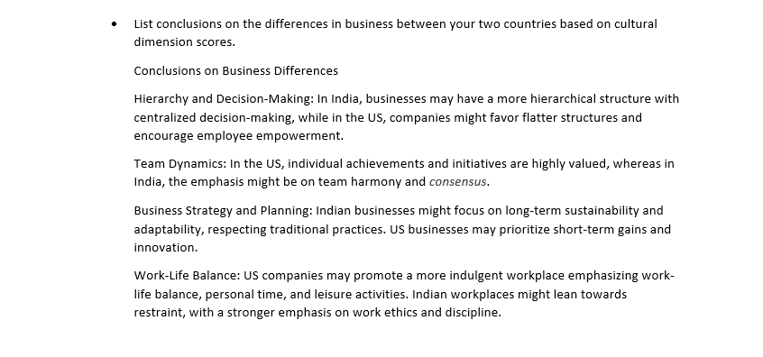 INT 220 2-2 Assignment: Cultural Comparisons