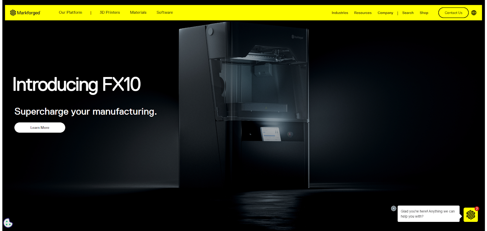 A screenshot of Markforged's website