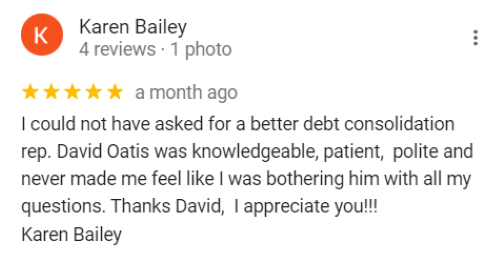 A five-star Debt Busters review from someone who found their debt consolidation representative to be very helpful. 