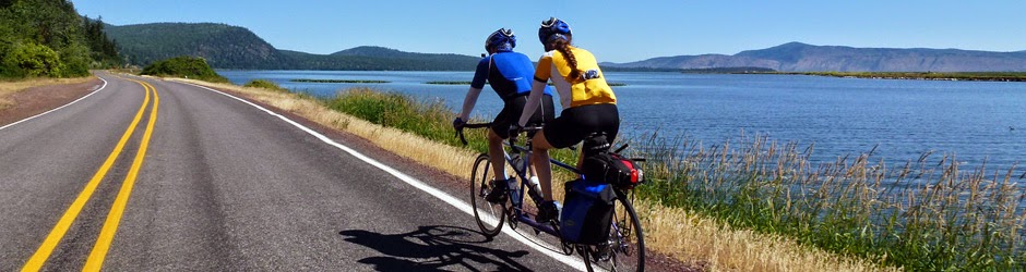 Ted and Ellen riding along Upper Klamath Lake
