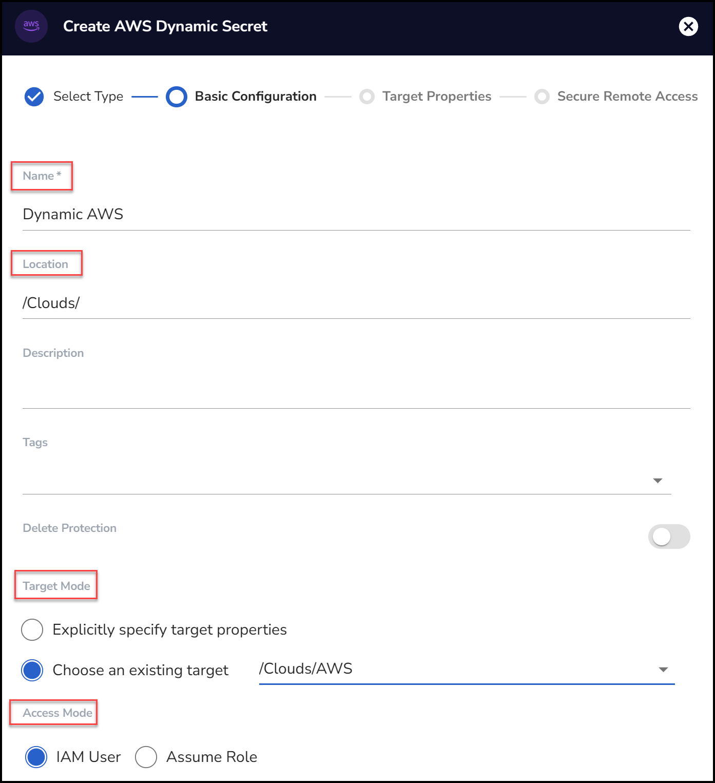 Basic Dynamic Secret Configuration