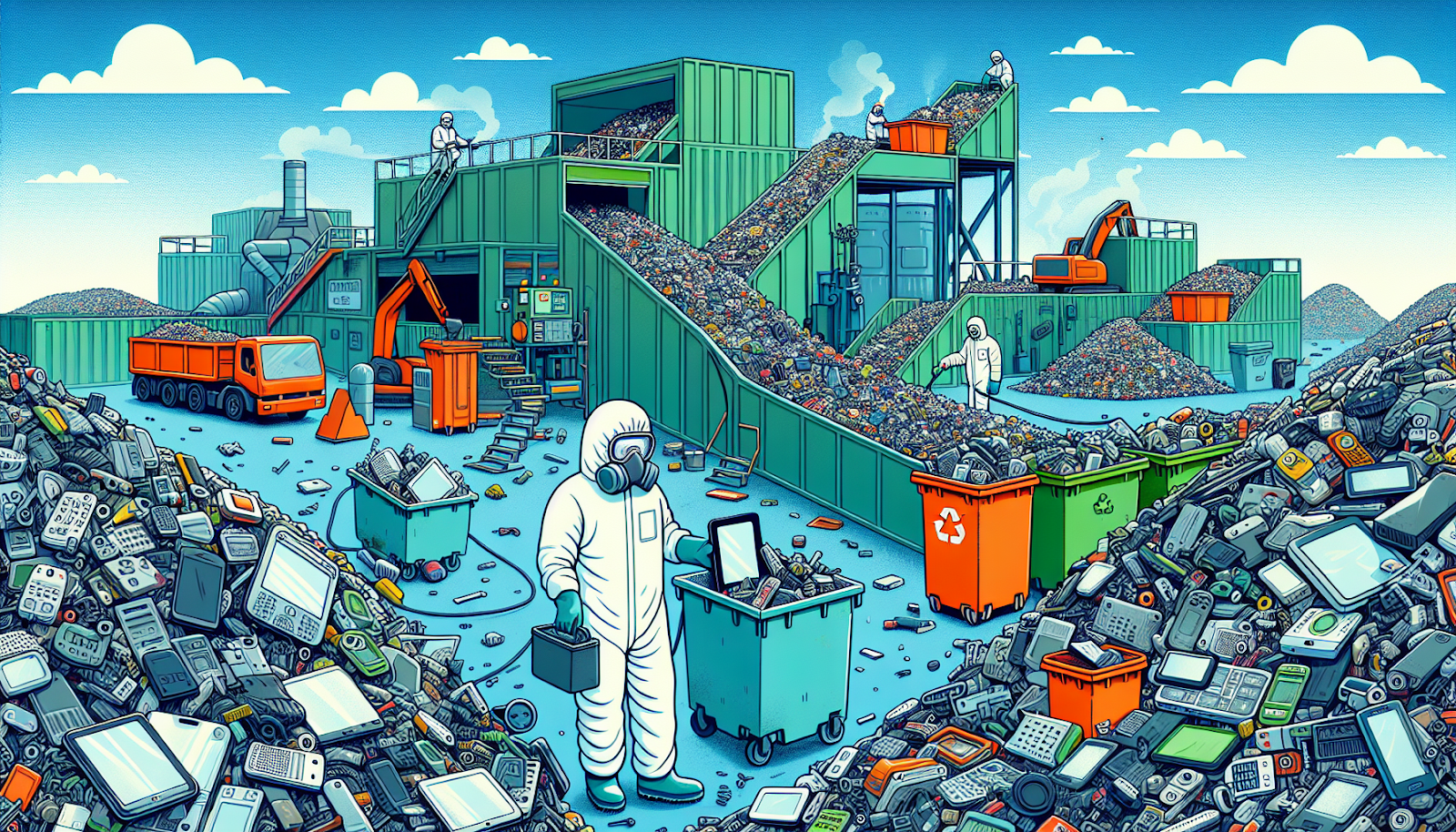 Illustration of eco-friendly e-waste disposal