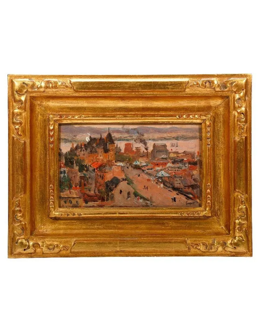A painting in a gold frameDescription automatically generated