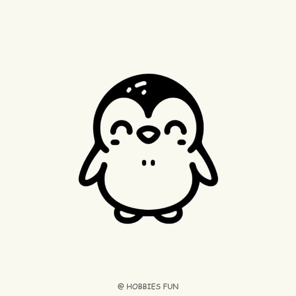 basic penguin drawing, Happy Penguin