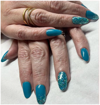 Blue Glitter nail design