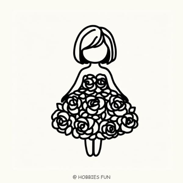 Cute Rose Dress Drawing