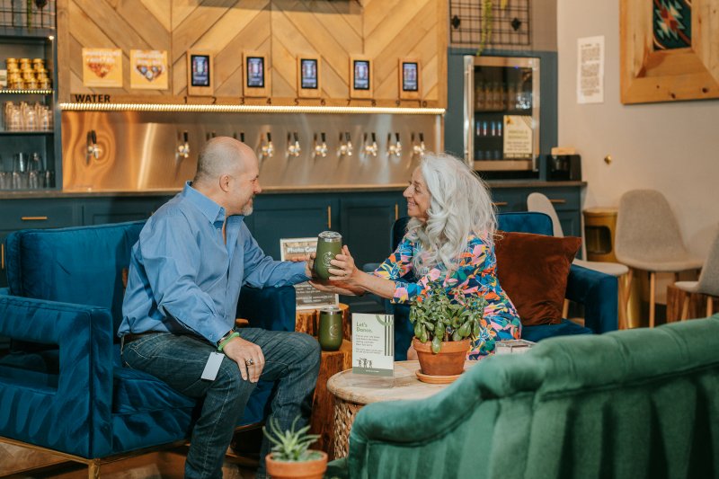 couple in taproom at Oakwell Beer Spa