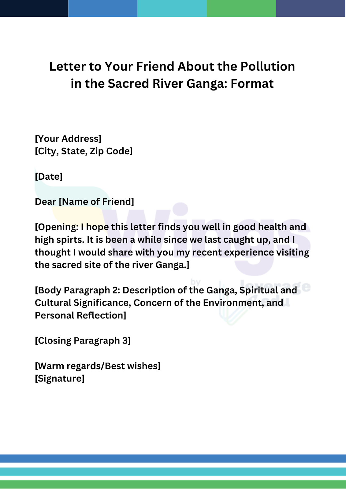 Write a Letter to Your Friend About the Pollution in the Sacred River Ganga