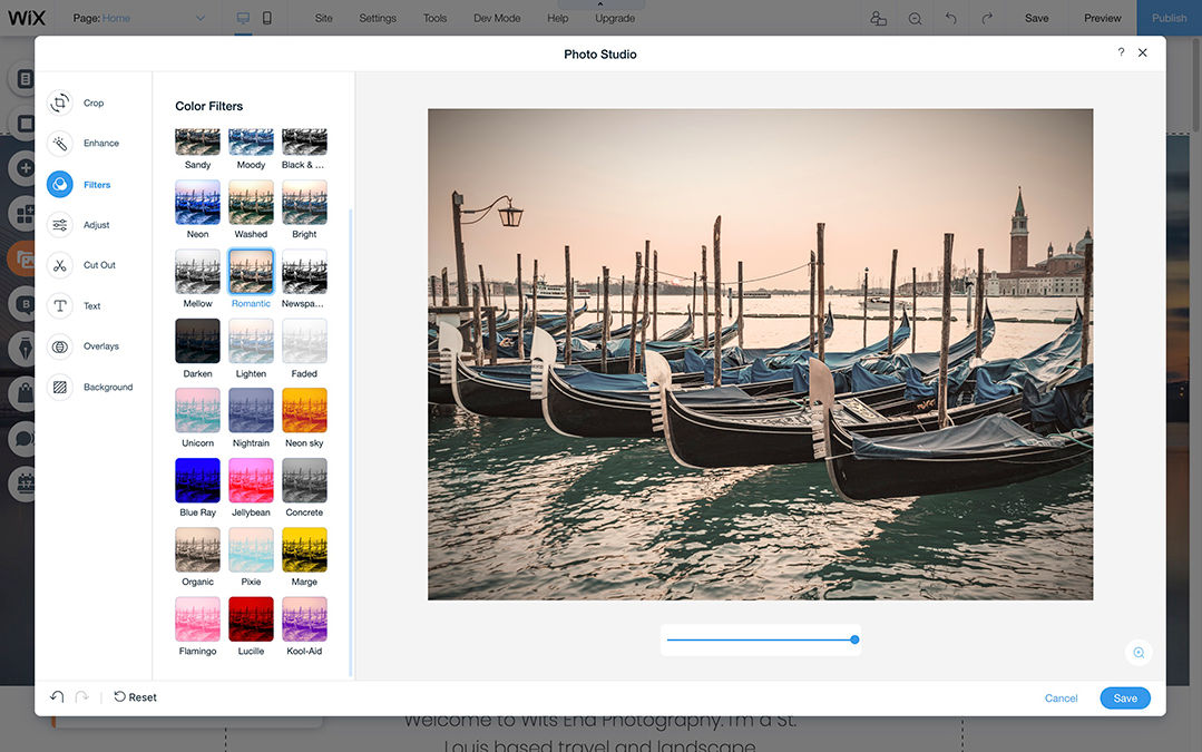 online photo filters wix photo studio