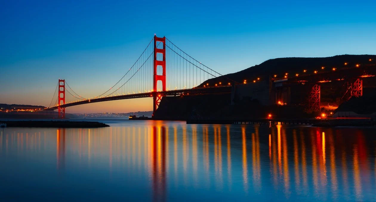 A night view of golden gate bridge on San Francisco. 