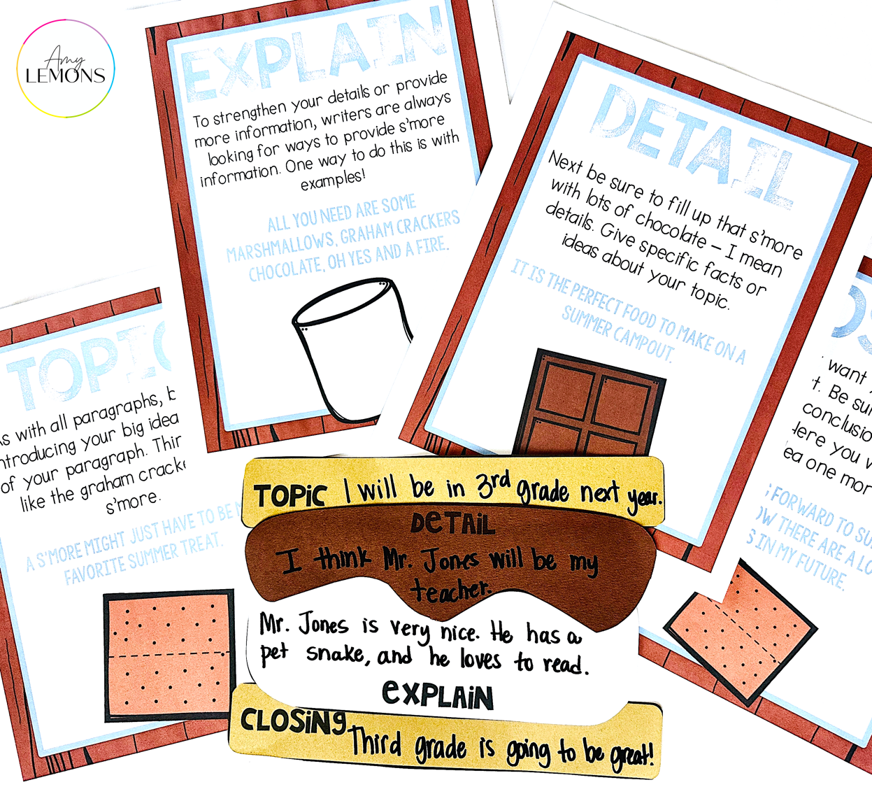 Smores writing craft for teaching students to revise paragraphs and add details.