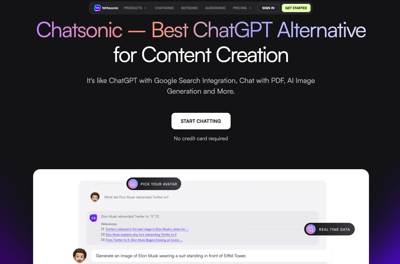 ChatSonic, a ChatGPT alternative to generate high-quality and contextual content