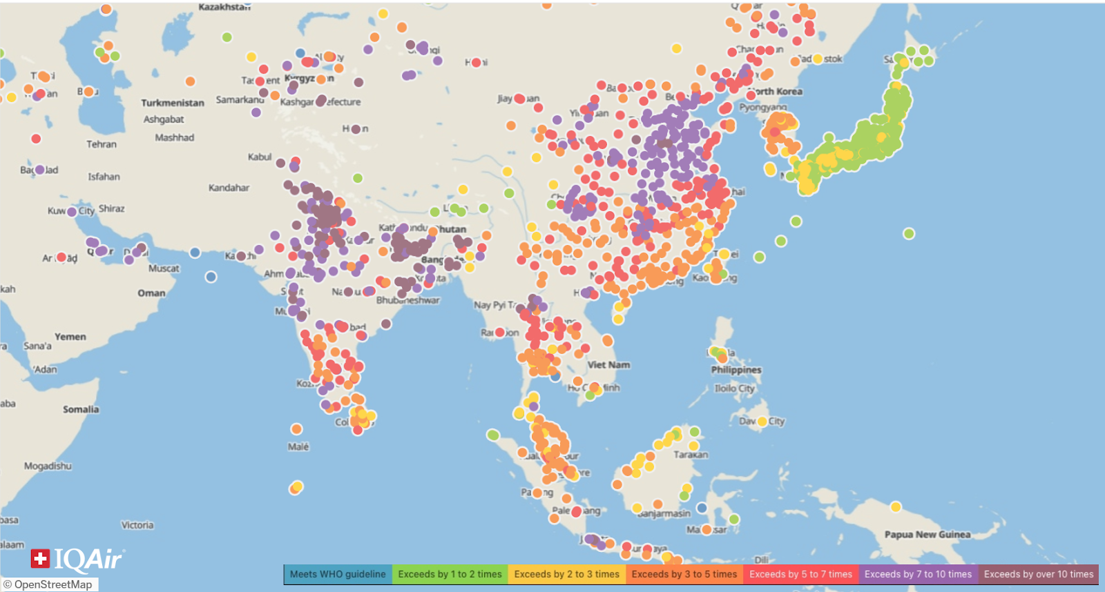 World Air Quality Ranking Map 2023, Source: IQAir 