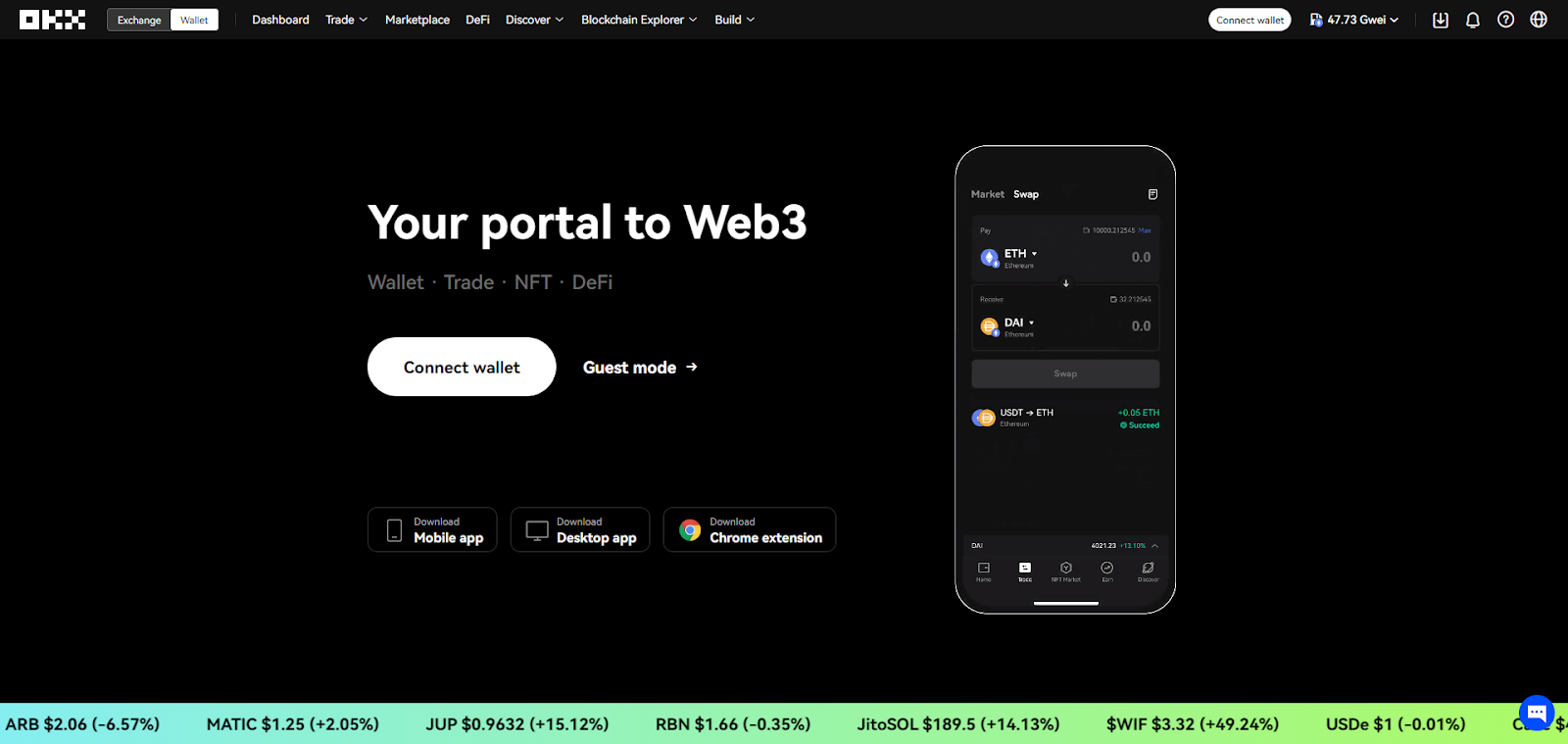 A screenshot of OKX Web3's website