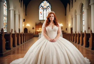 Noiva usando vestido plus size branco