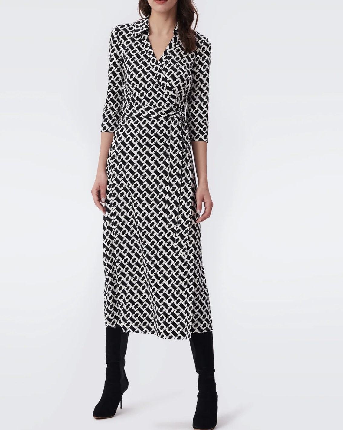 Abigail Silk Jersey Midi Wrap Dress