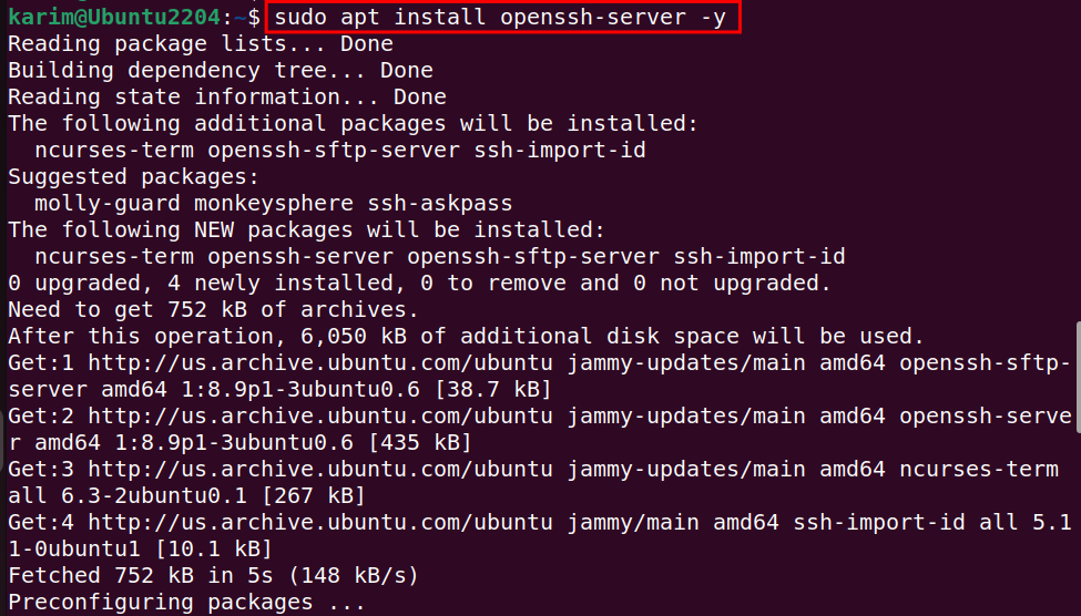 sudo apt install openssh