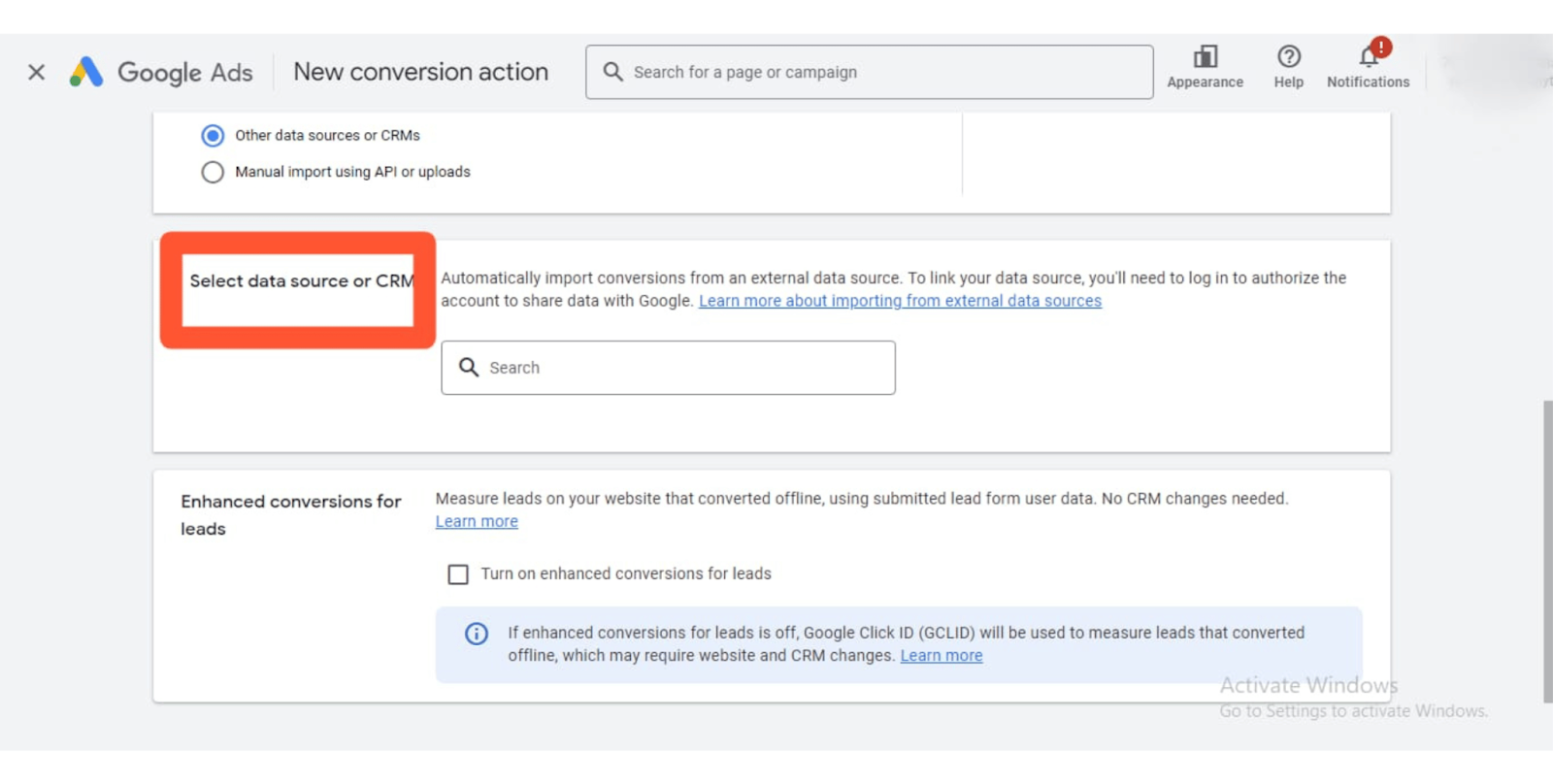 Google Ads Offline Conversion Data Source